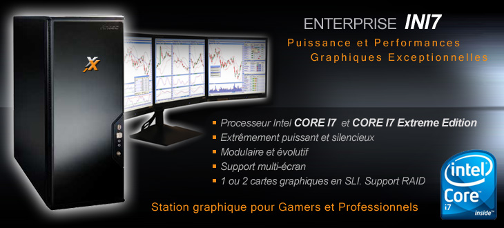 Keynux Enterprise INI7 - Ordinateur assemblé avec Intel Core i7 ou Core i7 Extreme Edition, 3 disques durs internes, carte graphique nVidia ou ATI, deux cartes graphiques en SLI, cartes OpenGL Quadro FX