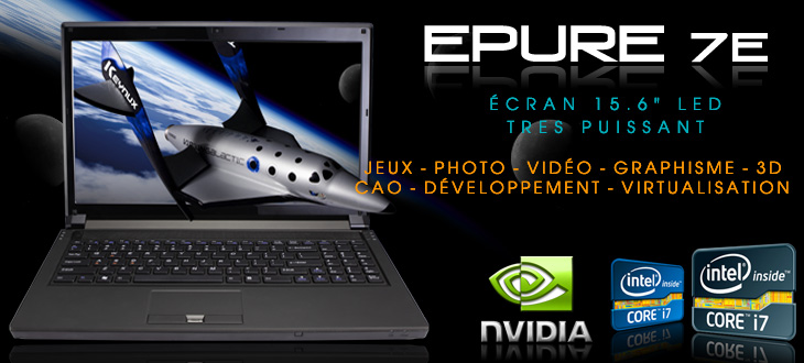 Keynux Epure 7E - Clevo P151EM avec Intel Core i7, 2 disques durs internes en RAID, directX 11 ou Quadro FX2800