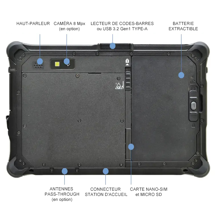 NOTEBOOTICA Tablette Durabook R8 AV16 Tablette tactile étanche eau et poussière IP66 - Incassable - MIL-STD 810H - MIL-STD-461G - Durabook R8