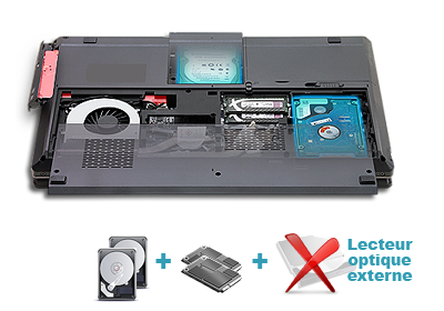 NOTEBOOTICA - CLEVO P771ZM - 1 à 4 disques durs internes